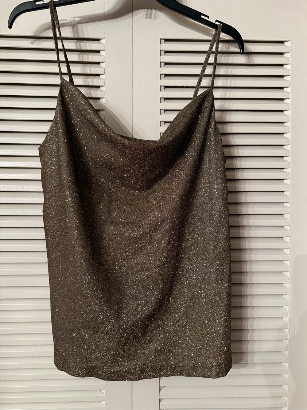 fab'rik Metallic Brown Cowl Neck Spaghetti Strap Camisole
